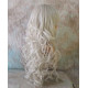 HS BOSTON | Silver Gray Almost White Long Wig HEAT OK Curls Side Swept Bangs 