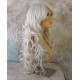 HS BOSTON | Silver Gray Almost White Long Wig HEAT OK Curls Side Swept Bangs 
