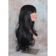 KRISTEN | Natural Black Long Wig HEAT OK Layers Swept Bangs Skin Crown Wigs