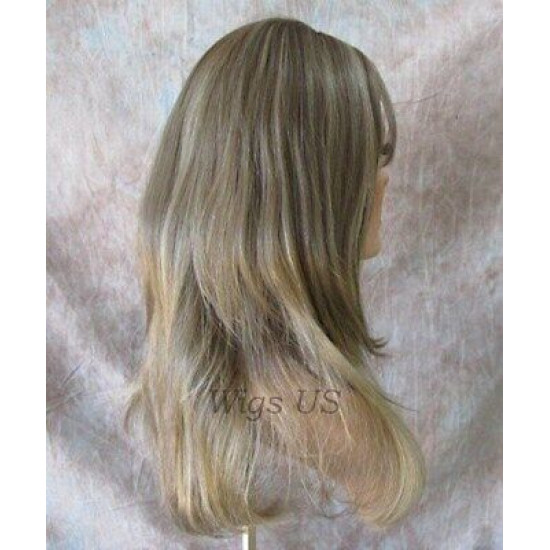 ALICIA | Ash Blonde Mix Long Wig Layers Skin Part Bangs 