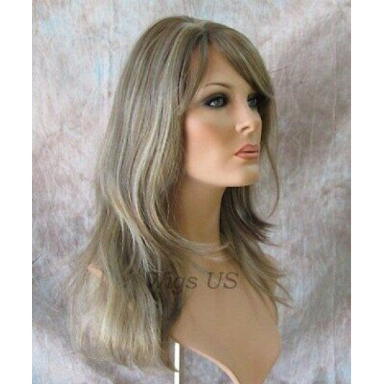 ALICIA | Ash Blonde Mix Long Wig Layers Skin Part Bangs 