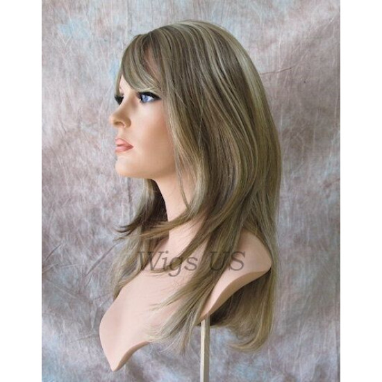 ALICIA | Ash Blonde Mix Long Wig Layers Skin Part Bangs 