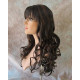 CARLOTTA | Dark Brown Auburn Mix Long Wig Soft Curls Center Part Bangs 