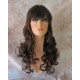 CARLOTTA | Dark Brown Auburn Mix Long Wig Soft Curls Center Part Bangs 