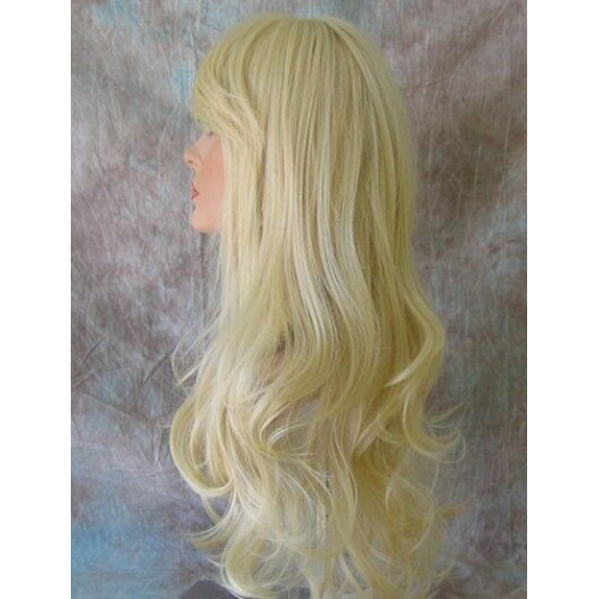 KRISTEN | Light Blonde Long Wig HEAT OK Layers Swept Bangs Skin Crown Wigs
