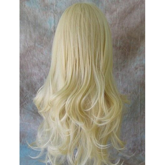 KRISTEN | Light Blonde Long Wig HEAT OK Layers Swept Bangs Skin Crown Wigs