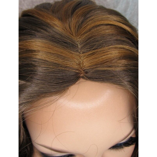 NAOMI | Brown Strawberry Mix Long Wig Spiral Curl Skin Top Off Center Part