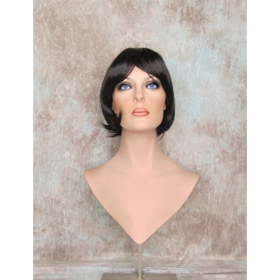 JESSICA | Dark Brown Short Bob Wig Full Bangs Tapered Back 