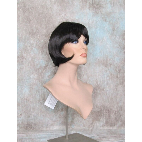 JESSICA | Dark Brown Short Bob Wig Full Bangs Tapered Back 