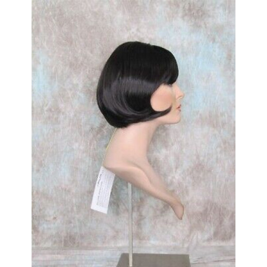 JESSICA | Dark Brown Short Bob Wig Full Bangs Tapered Back 