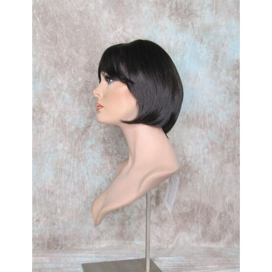 JESSICA | Dark Brown Short Bob Wig Full Bangs Tapered Back 