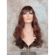 ANDREA | Dark Auburn Copper Mix Long Wig Long Curls Skin Part Bangs 24" 
