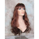 ANDREA | Dark Auburn Copper Mix Long Wig Long Curls Skin Part Bangs 24" 