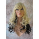 VEGAS | Light Blonde Black Long Wig Curls Bangs Heat OK Wigs 613/Black