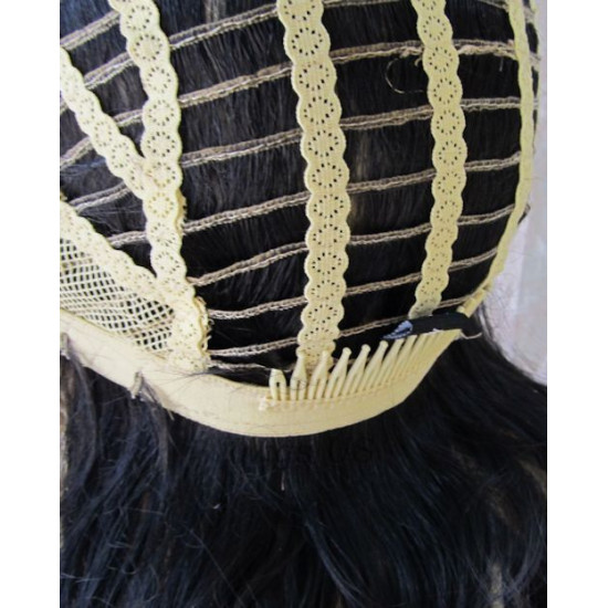 VEGAS | Light Blonde Black Long Wig Curls Bangs Heat OK Wigs 613/Black