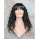 MORGAN | Natural Black Long Wig Crimped Curl Bangs Skin Part 