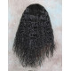 MORGAN | Natural Black Long Wig Crimped Curl Bangs Skin Part 