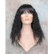 MORGAN | Natural Black Long Wig Crimped Curl Bangs Skin Part 