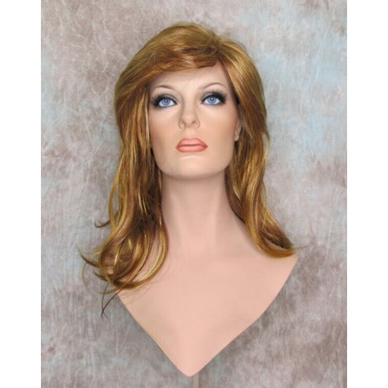 PAULINE | Auburn Blonde Mix Long Wig Long Layered Shag Bangs 