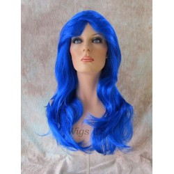 CELENA | Long Wig Dark Blue Wavy Layers Stylish Wig - Very Versatile 