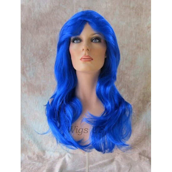 CELENA | Long Wig Dark Blue Wavy Layers Stylish Wig - Very Versatile 