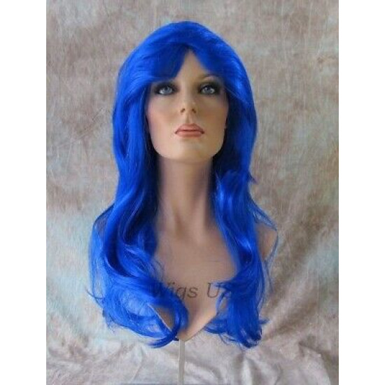 CELENA | Long Wig Dark Blue Wavy Layers Stylish Wig - Very Versatile 