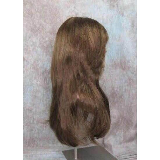 LINDA B | Golden Brown Long Wig Layers Bangs Skin Part Gentle Waves 