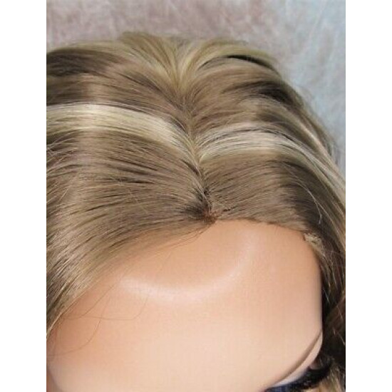 NAOMI | Ash Blonde Mix Long Wig Spiral Curl Skin Top Off Center Part