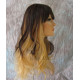 PANDORA | Brown over Blonde Long Wig Waves Skin Part Bangs Combs HEAT OK