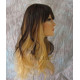 PANDORA | Brown over Blonde Long Wig Waves Skin Part Bangs Combs HEAT OK