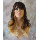 PANDORA | Brown over Blonde Long Wig Waves Skin Part Bangs Combs HEAT OK