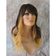 PANDORA | Brown over Blonde Long Wig Waves Skin Part Bangs Combs HEAT OK