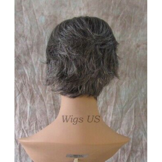 KRIS | Charcoal Gray Short Flip Wig Style Bangs Layered Wigs 