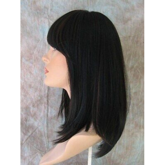 MISSY | Black Auburn Mix Medium Wig HEAT OK Straight Long Bob Bangs Wigs