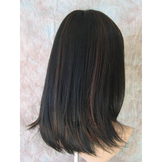 MISSY | Black Auburn Mix Medium Wig HEAT OK Straight Long Bob Bangs Wigs