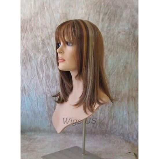LOLITA | Medium Auburn Mix Long Wig Trendy Bob Skin Center Part 