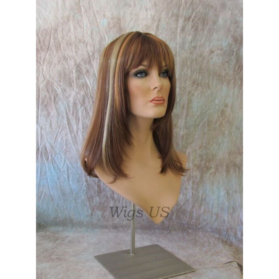 LOLITA | Medium Auburn Mix Long Wig Trendy Bob Skin Center Part 