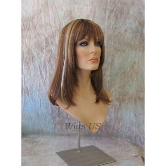 LOLITA | Medium Auburn Mix Long Wig Trendy Bob Skin Center Part 