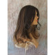 ELLA | Medium Brown Mix Lighter Wig Gentle Curl at End Center Skin Part