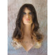 ELLA | Medium Brown Mix Lighter Wig Gentle Curl at End Center Skin Part