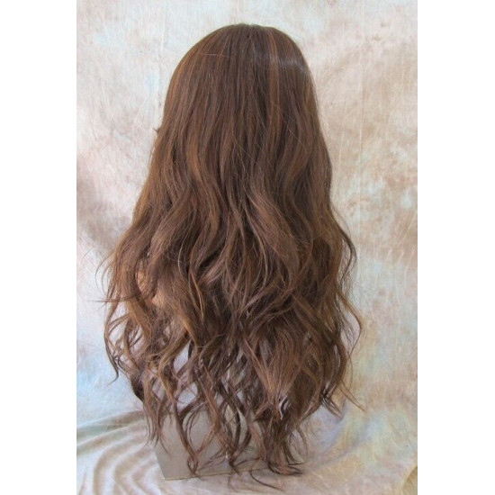 CALA | Auburn Mix Long Wig Heat OK 24" Layers Waves Bangs Skin Part 