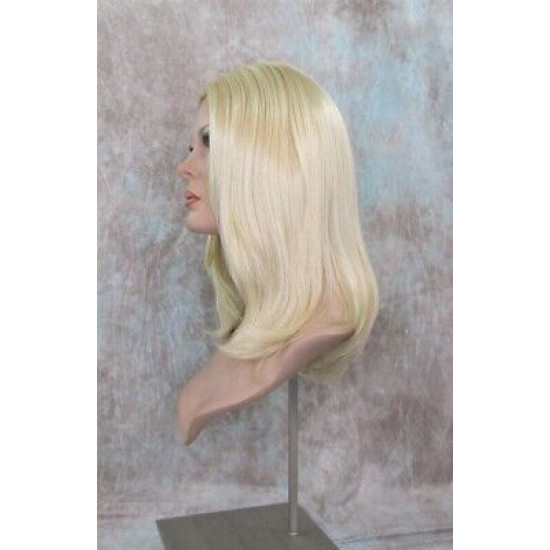CAMERON | Light Blonde Medium Wig Face Frame Skin Top Center Part 