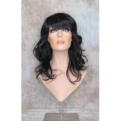 SHANIA | Jet Black Long Soft Waves Wig Bangs Side Part 17" 