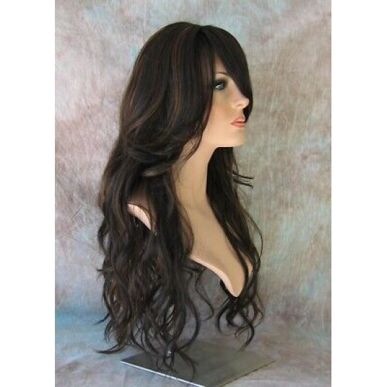 CALA | Natural or Jet Black Long Wig Layers Gentle Waves Skin Part 24" HEAT OK 