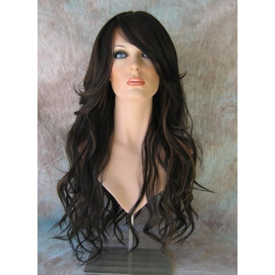 CALA | Natural or Jet Black Long Wig Layers Gentle Waves Skin Part 24" HEAT OK 