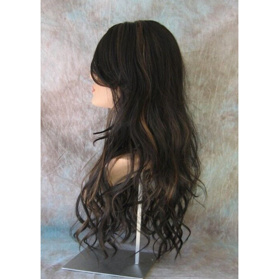 CALA | Natural or Jet Black Long Wig Layers Gentle Waves Skin Part 24" HEAT OK 