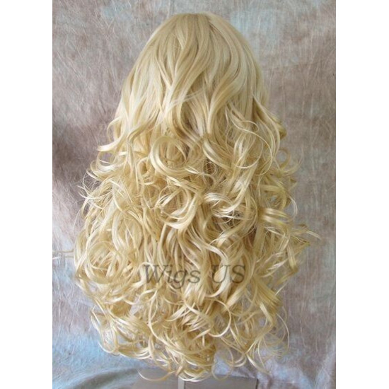 CARLOTTA | Light Blonde Long Wig Soft Waves Center Part Bangs 22" 
