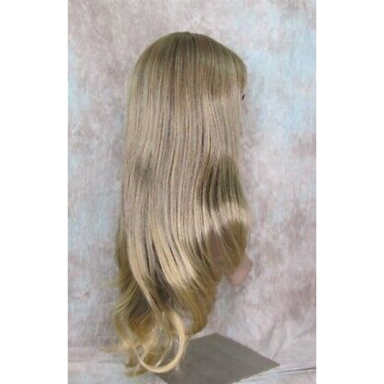 DORY | Brown Golden Tips Long Wig Layers Center Skin Part Bangs 26" 