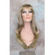 DORY | Brown Golden Tips Long Wig Layers Center Skin Part Bangs 26" 