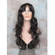 OLIVIA | Dark Brown Long Wig Long Curls Skin Side Part Bangs 